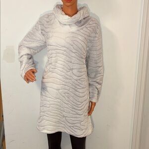 Anne Klein Gray Patterned Cowl Neck Sweater